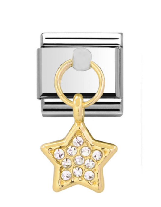 Gold Pave Star Drop Charm