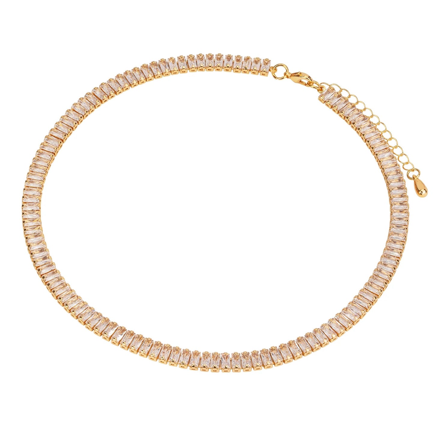 Gold Tone Baguette Cut Necklace