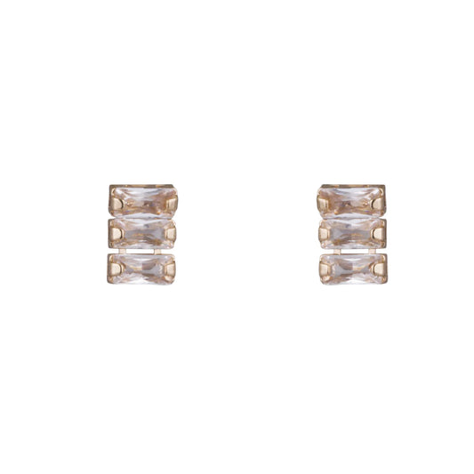 Gold Tone Baguette Cut Earrings