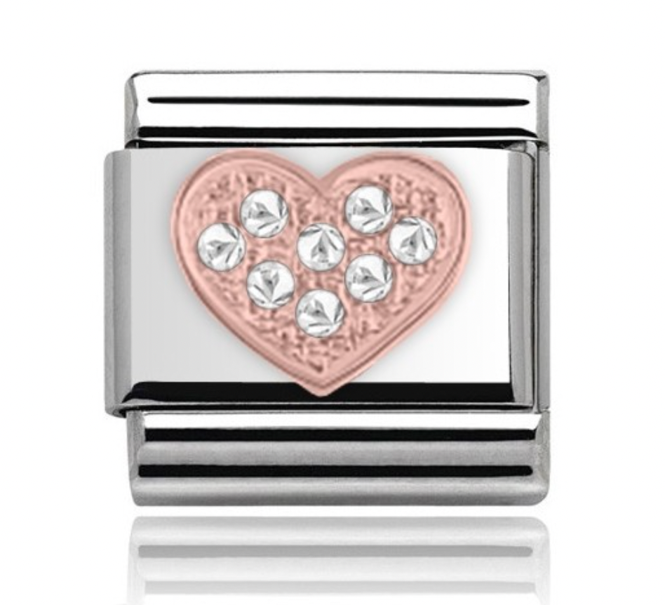 Rose Pave Heart Charm