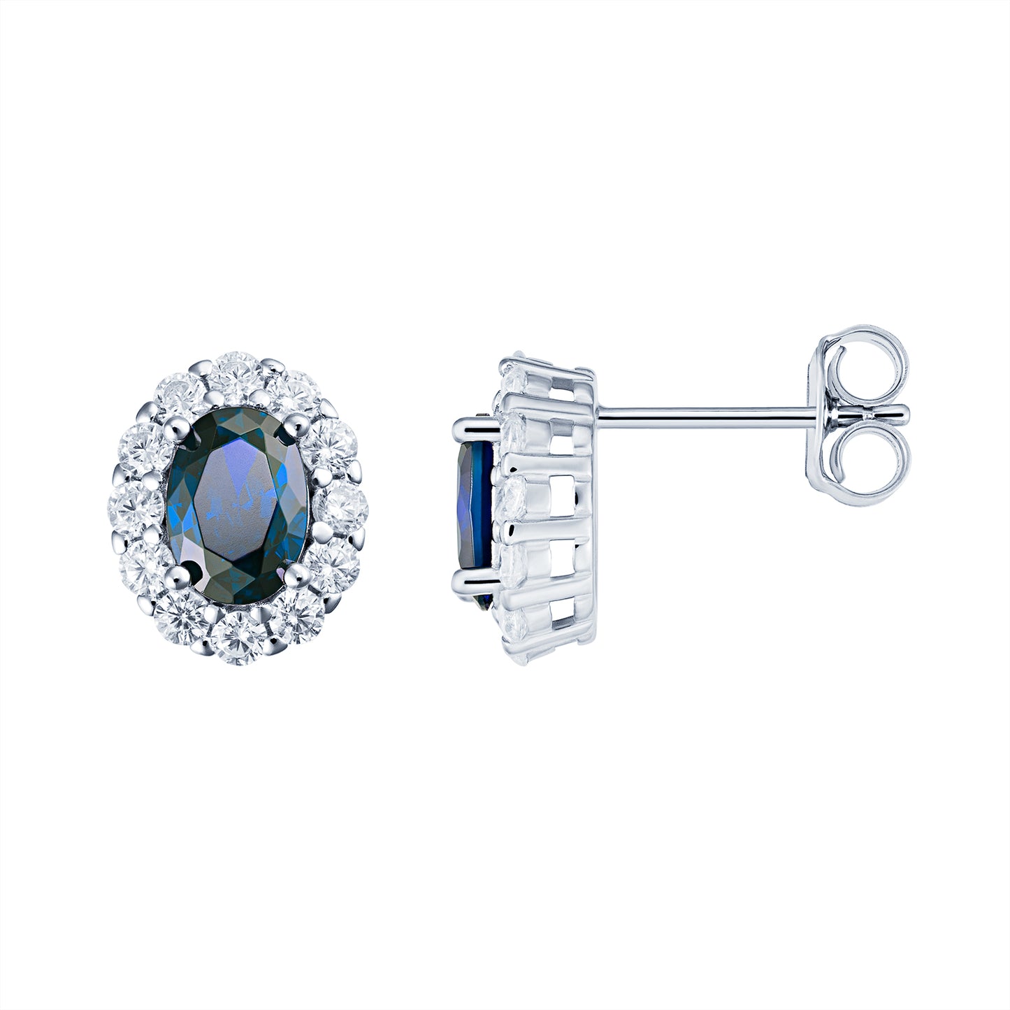 Sterling Silver Oval Sapphire Earrings