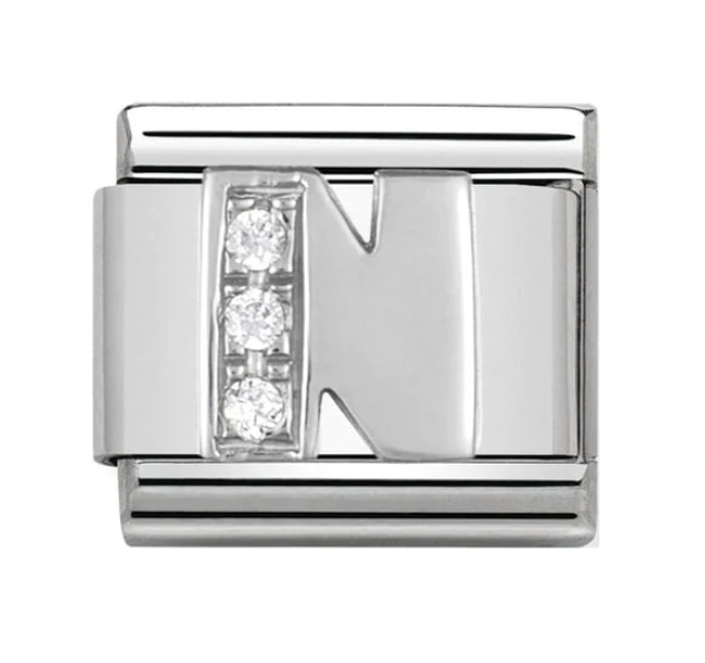 Silver Initial N Charm