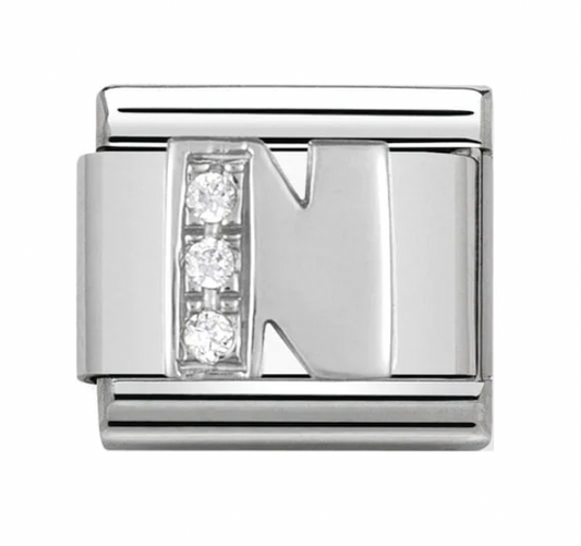 Silver Initial N Charm