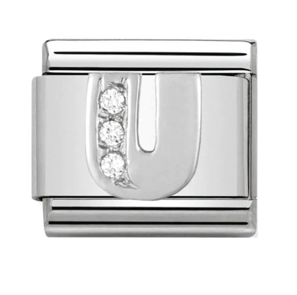 Silver Initial U Charm