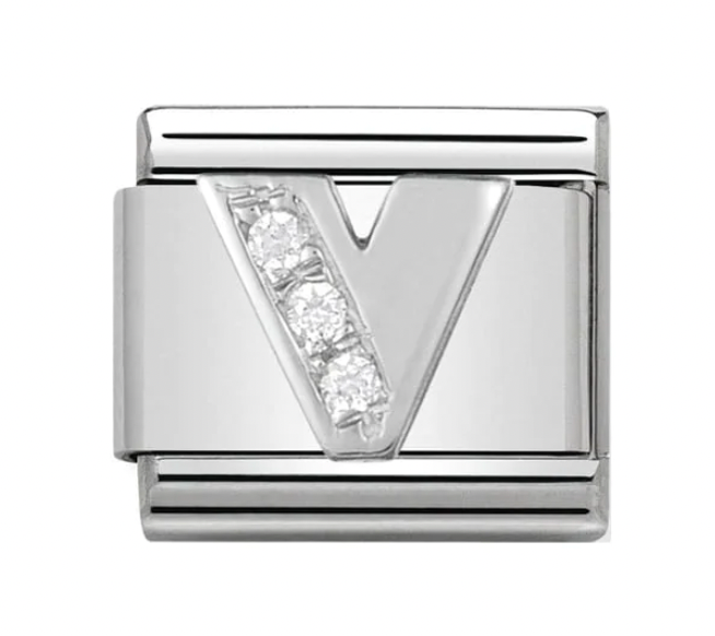 Silver Initial V Charm