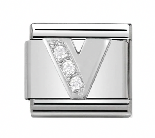 Silver Initial V Charm