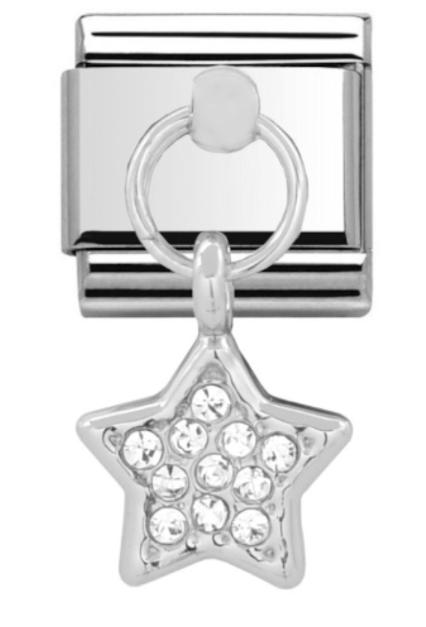 Silver Pave Star Drop Charm