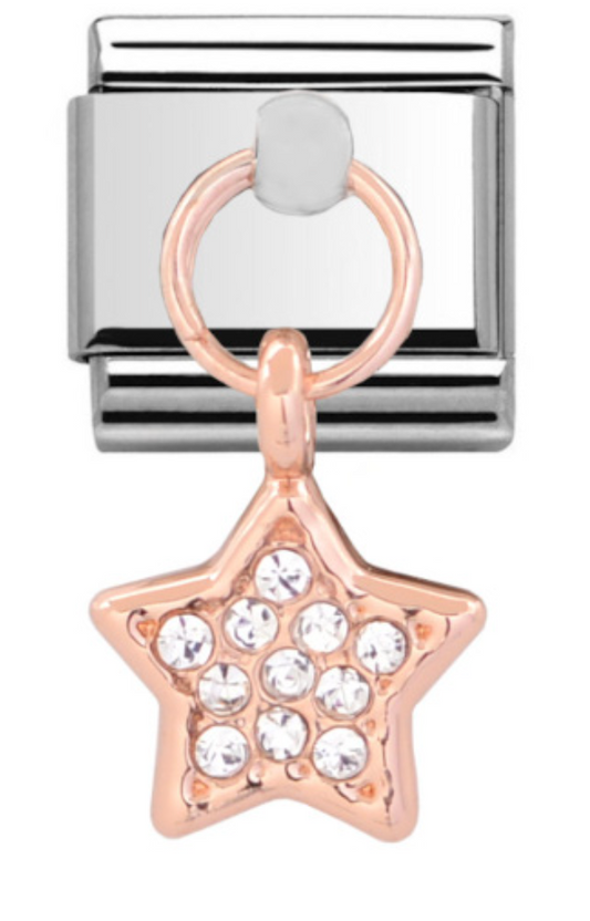 Rose Pave Star Drop Charm