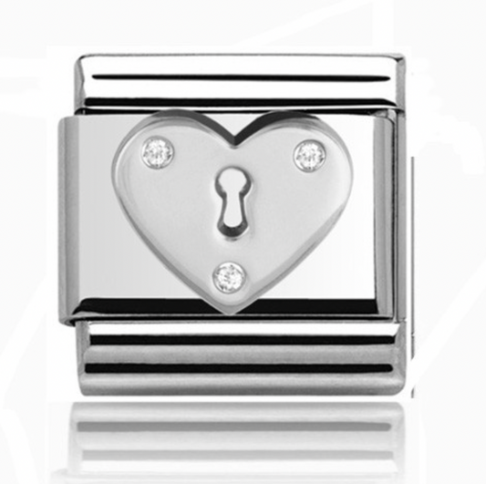 Silver Padlock Heart Charm