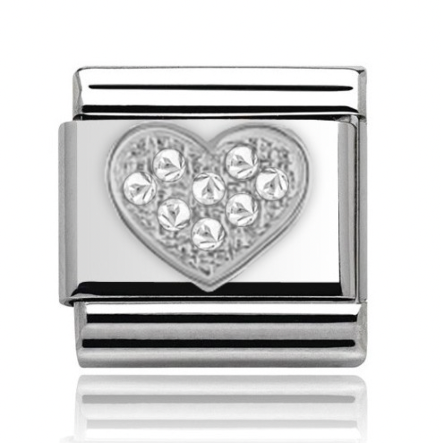 Silver Pave Heart Charm